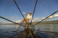 in the net - inle lake, burma