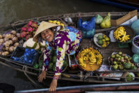 fruit boat shop - mekong river, vietnam